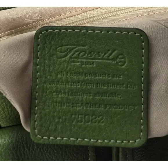 Fossil Satchel Purse Tote Green Leather Top Handles Buckle Pockets Doctors Bag - Picture 14 of 14
